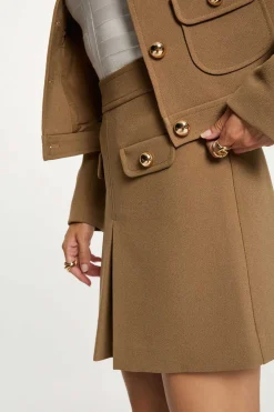 Morgan Falda corta plisada Beige Hot