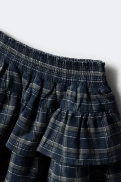 Springfield Kids Falda de cuadros con volantes niña azul