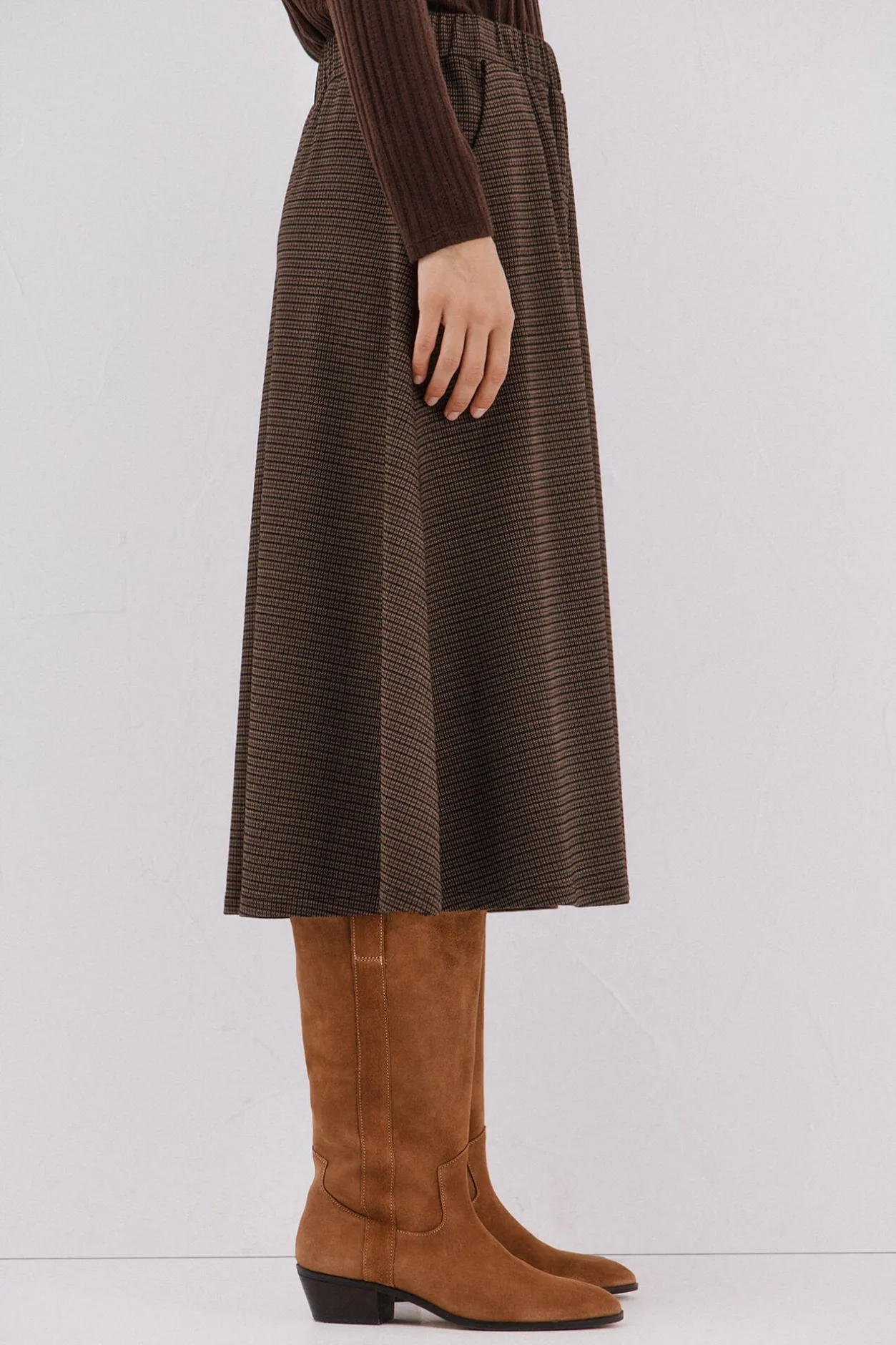 Cortefiel Falda de punto evasé Estampado beige New