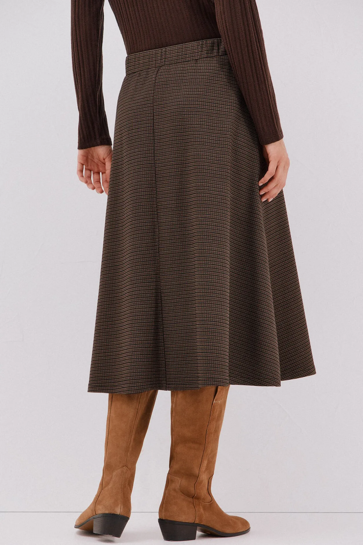 Cortefiel Falda de punto evasé Estampado beige New