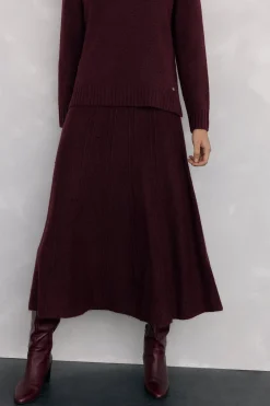 Pedro del Hierro Falda de punto jaspeada Burdeos Outlet