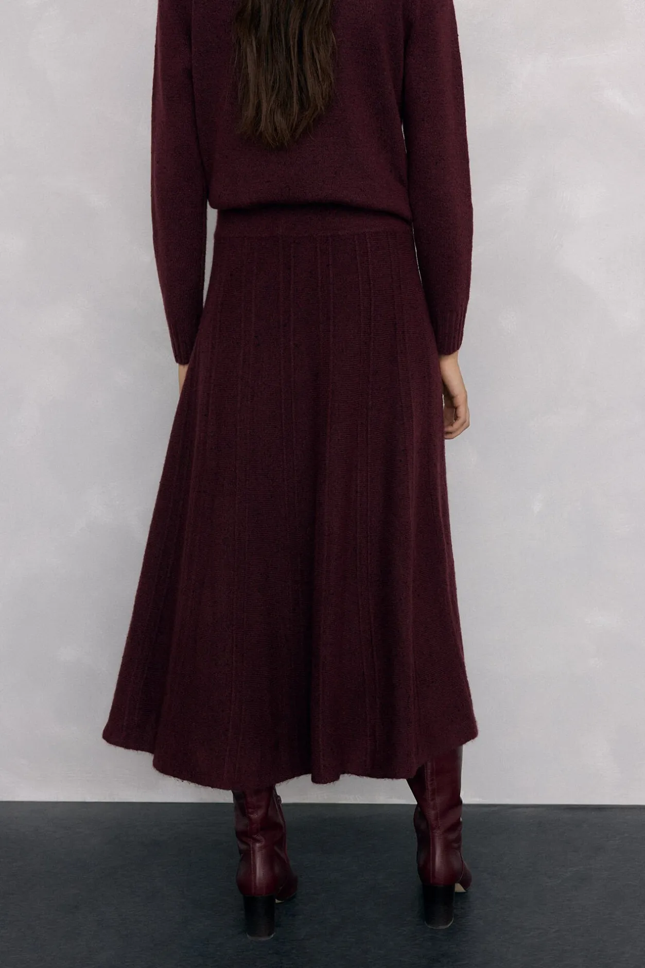 Pedro del Hierro Falda de punto jaspeada Burdeos Outlet