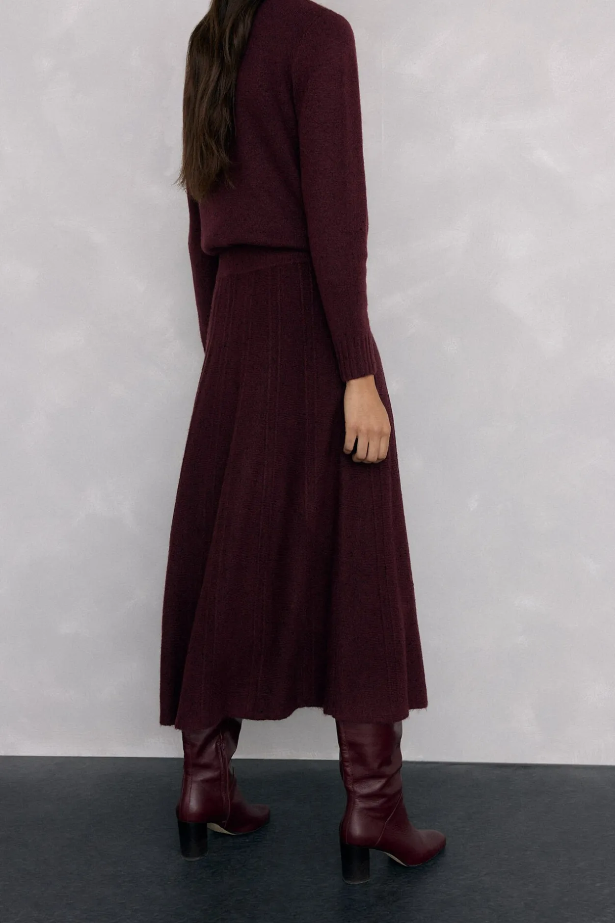 Pedro del Hierro Falda de punto jaspeada Burdeos Outlet