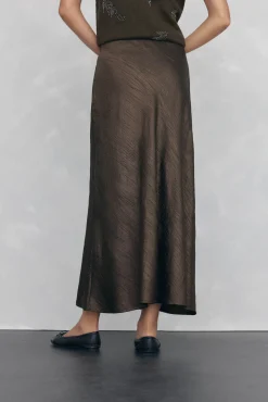 Pedro del Hierro Falda estructura satinada Verde Discount