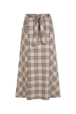 Pedro del Hierro Falda evasé cuadros Marr&oacute;n Sale