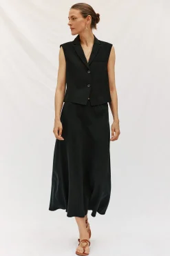 Cortefiel Falda fluída tencel Negro Online