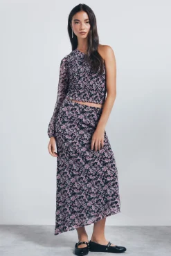 Springfield Falda larga asimétrica negro Outlet