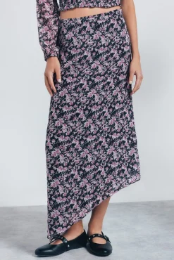 Springfield Falda larga asimétrica negro Outlet