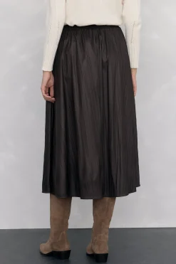 Pedro del Hierro Falda larga efecto piel arrugado Marr&oacute;n Best