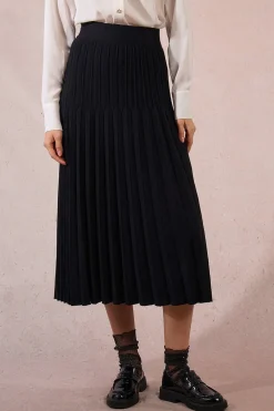 Molly Bracken Falda larga plisada Negro