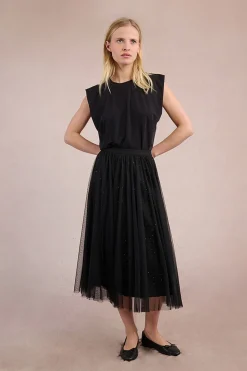 Molly Bracken Falda larga plisada de tul Negro Outlet