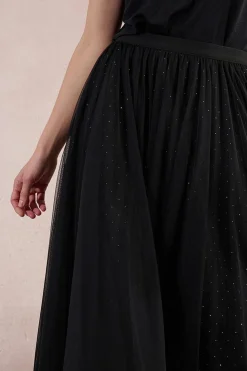 Molly Bracken Falda larga plisada de tul Negro Outlet