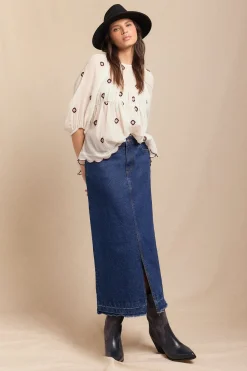 Slowlove Falda Larga Vaquera Azul Hot