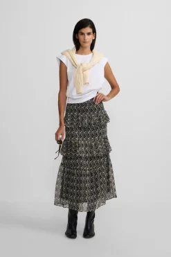 Silbon Falda larga volantes estampado Multicolor Best