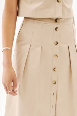 Caroll Falda lino Beige Outlet