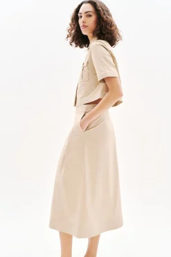 Caroll Falda lino Beige Outlet