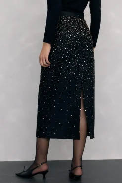 Pedro del Hierro Falda lápiz tejido fantasía Negro Clearance