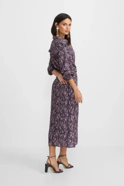 Silbon Falda midi abertura estampado ikat Morado Sale