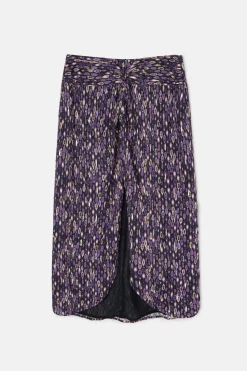 Silbon Falda midi abertura estampado ikat Morado Sale