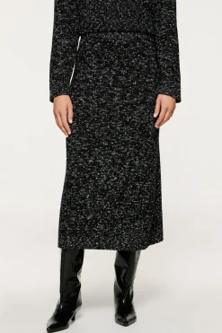 Selected Falda midi algodón orgánico Negro Sale