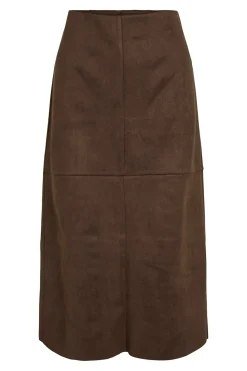 Vila Falda midi de ante Marr&oacute;n oscuro