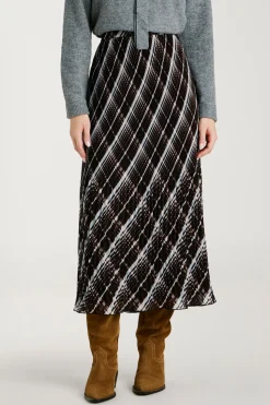 Vila Falda midi de gasa plisada Negro Outlet