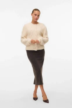 Vero Moda Falda midi de punto Marrón oscuro Clearance