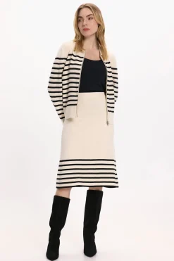 Vila Falda midi de punto con viscosa Beige Discount