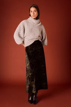 Slowlove Falda midi de terciopelo tie dye Negro Outlet