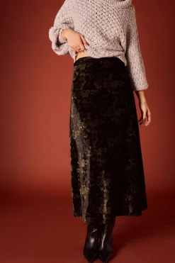 Slowlove Falda midi de terciopelo tie dye Negro Outlet