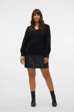 Vero Moda Curve Falda midi encerada talla grande Negro New