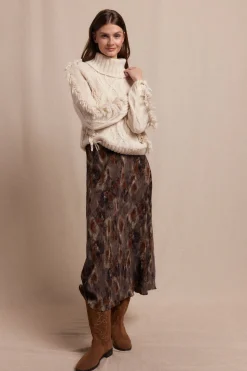 Slowlove Falda midi estampada Estampado marr&oacute;n Clearance