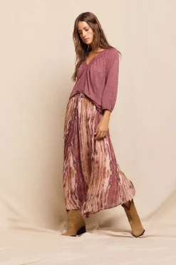 Slowlove Falda midi estampada Estampado marr&oacute;n Hot