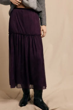 Slowlove Falda midi estampada Estampado morado Clearance