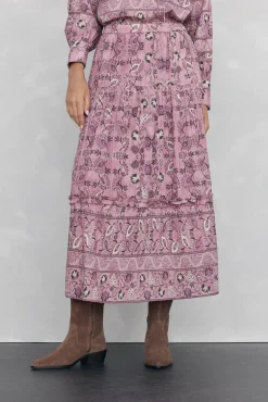 Pedro del Hierro Falda midi estampada pisos Morado Discount