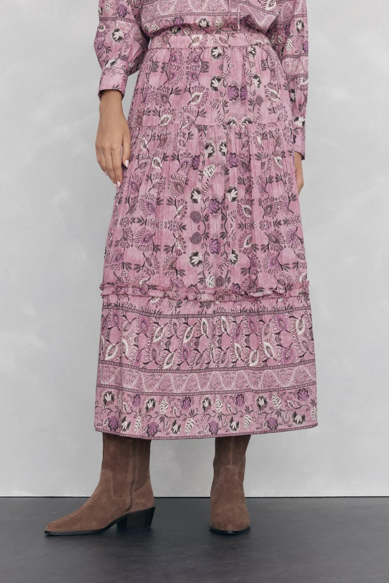 Pedro del Hierro Falda midi estampada pisos Morado Discount