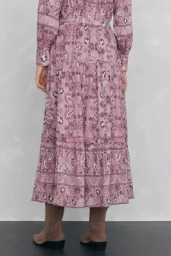 Pedro del Hierro Falda midi estampada pisos Morado Discount