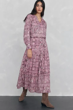Pedro del Hierro Falda midi estampada pisos Morado Discount