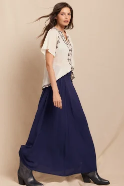 Slowlove Falda midi evasé Azul Best