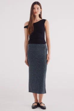 Springfield Falda midi gasa estampada negro Sale