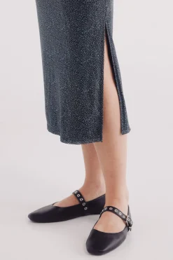 Springfield Falda midi gasa estampada negro Sale