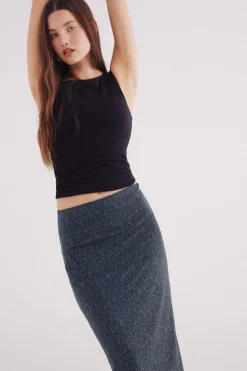 Springfield Falda midi gasa estampada negro Sale