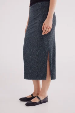 Springfield Falda midi gasa estampada negro Sale