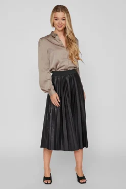 Vila Falda midi plisada Negro Online