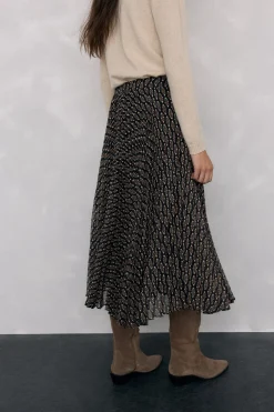 Pedro del Hierro Falda midi plisada estampada Gris Outlet