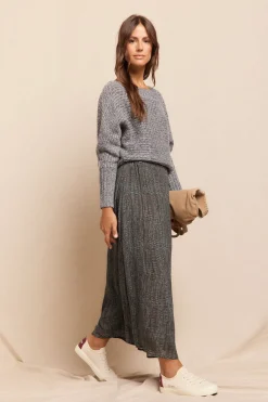 Slowlove Falda midi satinada estampada Estampado gris Hot