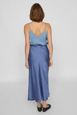 Vila Falda midi satén Azul Online