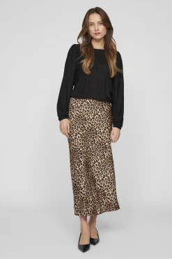 Vila Falda midi satén Marr&oacute;n Outlet