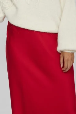Vila Falda midi satén Rojo Best