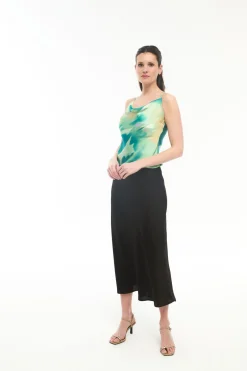 Vila Falda midi satén Negro Hot